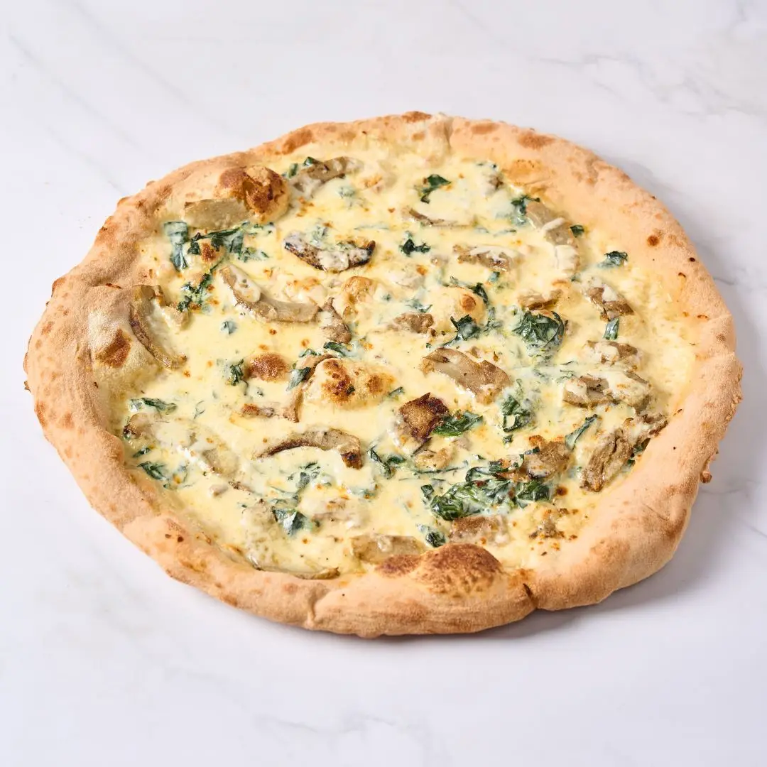 Pizza Alcachofa y Espinaca.
